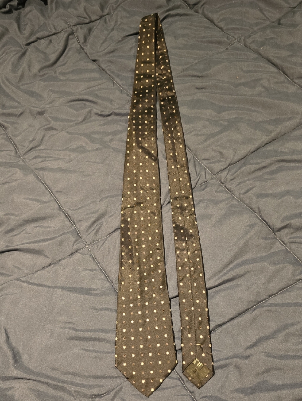 Armani Collezioni Black Tie with Silver Dot Pattern